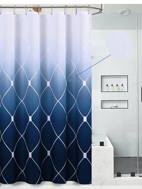 Ombre Navy Geometric Shower Curtain - Home Bath